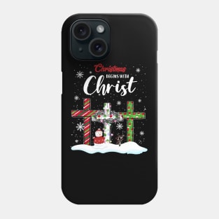 Christmas Begins With Christ Snowman Christian Cross Xmas Phone Case