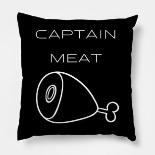 Captain Meat Typography White Design Pillow