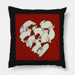 red heart bunnies aesthetic Pillow