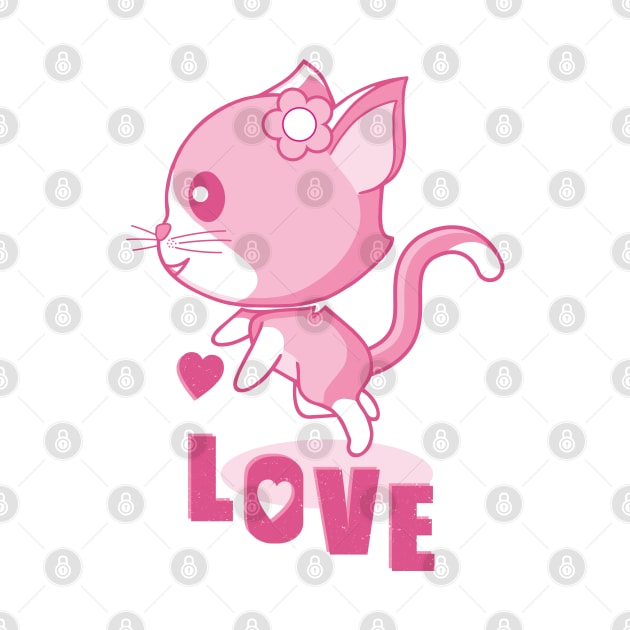 Hovering pink kitten in love. by FunawayHit