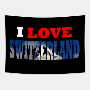 I Love Switzerland Snow Capped Mountain Tapestry