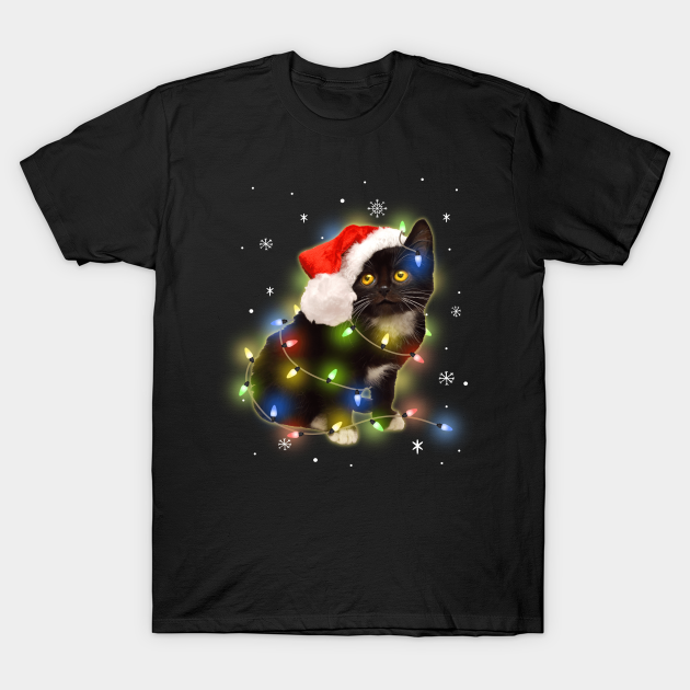 Black Cat Lover Led Christmas - Black Cat Christmas - T-Shirt