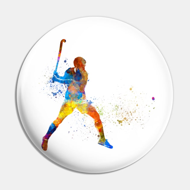 watercolor field hockey Pin by PaulrommerArt