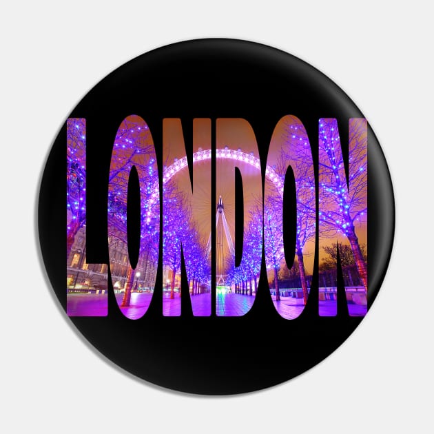 LONDON - London Eye Christmas Lights Pin by TouristMerch