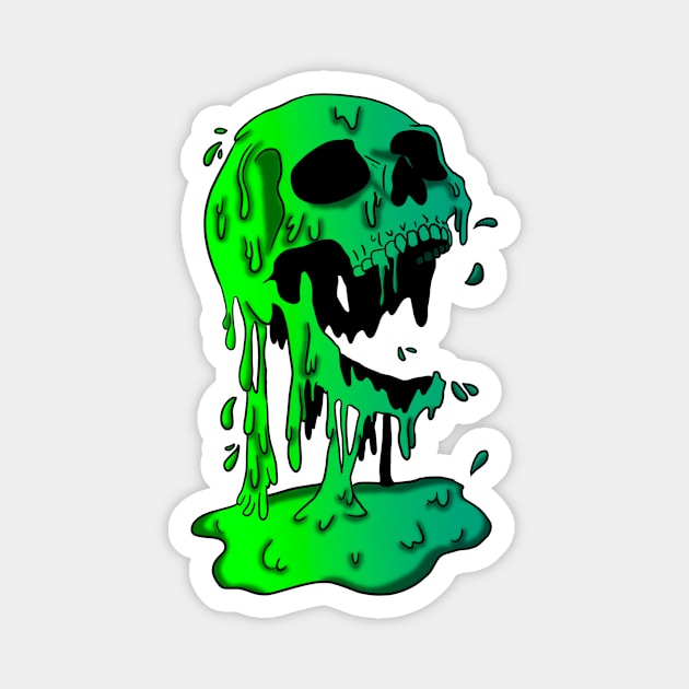 Green Melting Skull Magnet by The_Moose_Art