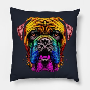 Bullmastiff Dog Colorful Stencil Pillow