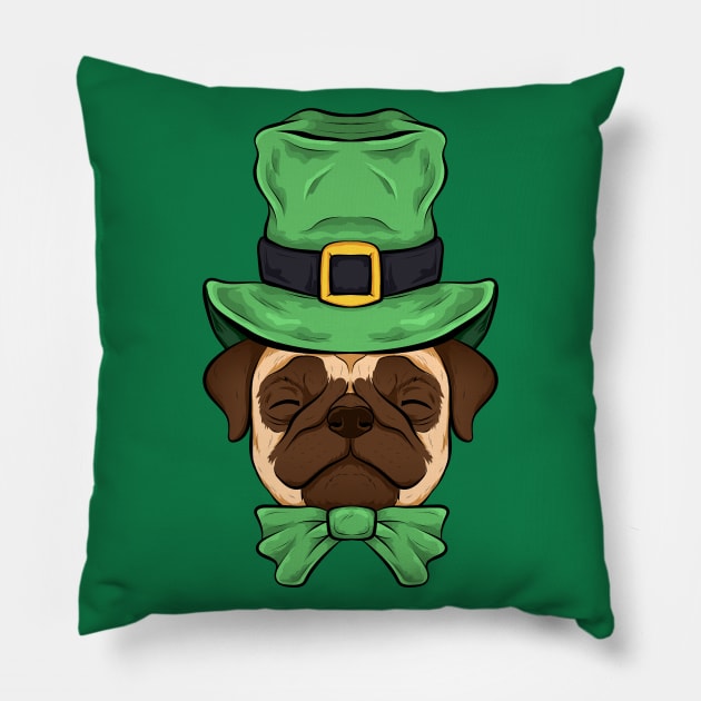 pug st patrick day dogs lovers funny Pillow by the house of parodies