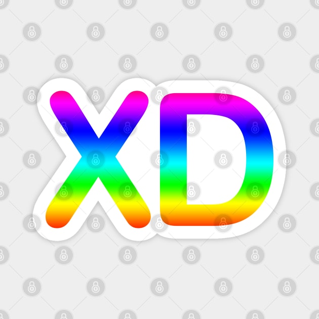 'XD' Design in Rainbow Gradient Magnet by bumblefuzzies