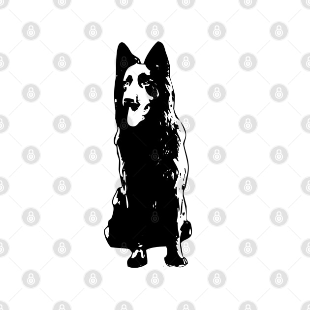 German Shepherd Black and White Abstract Art by ElegantCat