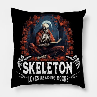 Skeleton Reading A Book Lover Tarot Card The Reader Mystic Funny Skeleton Pillow