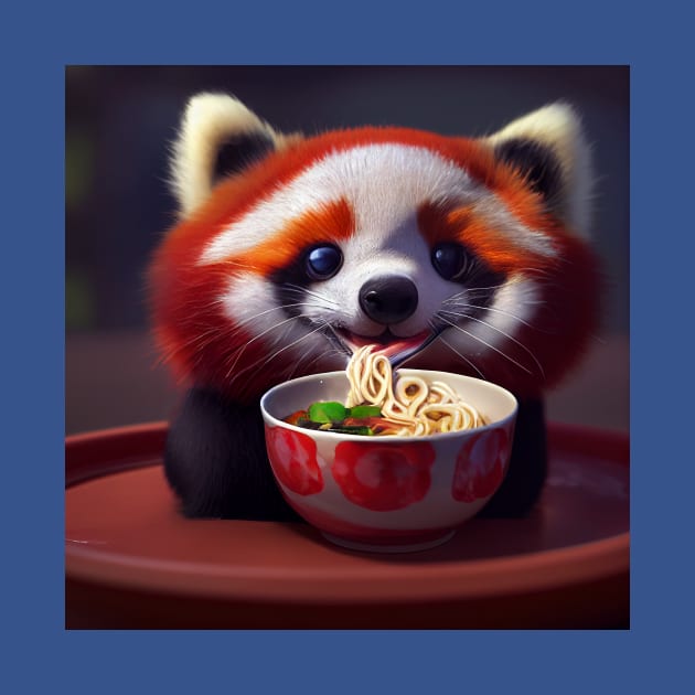 Kawaii Red Panda Eating Ramen by Grassroots Green