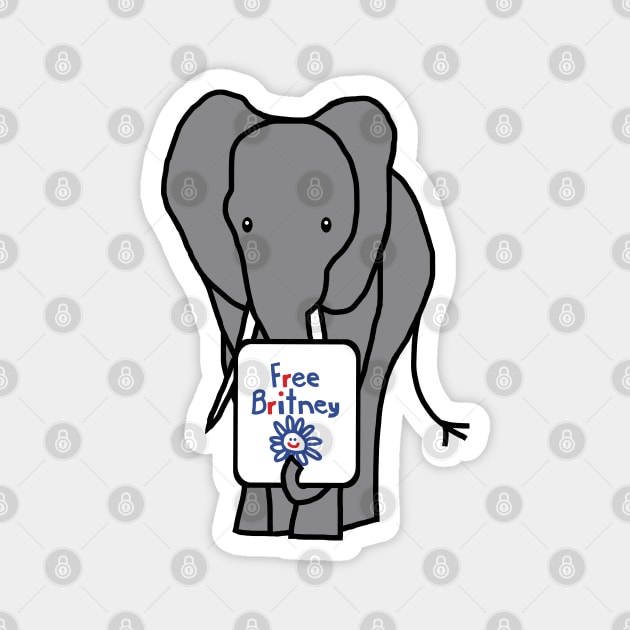 Cute Elephant with Free Britney Sign Magnet by ellenhenryart