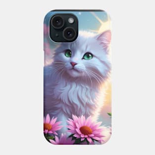 Cat with flowers Phone Case