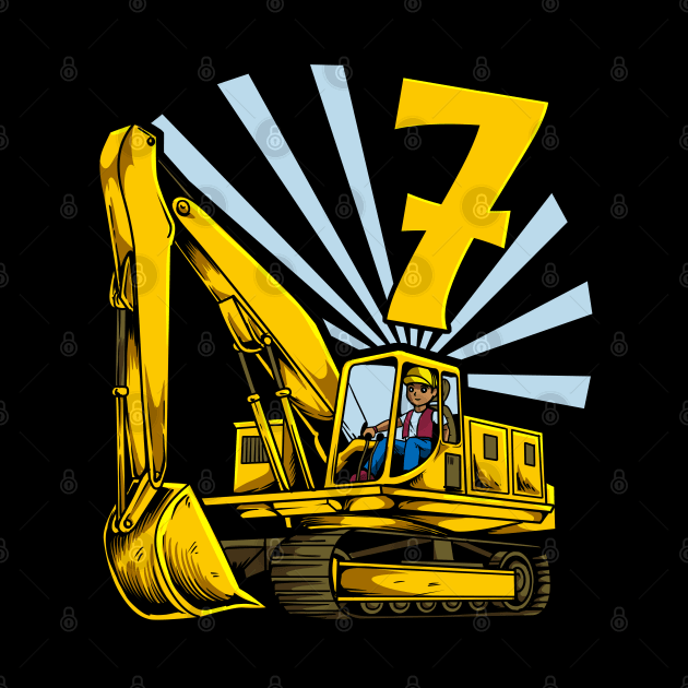 Excavator 7 year old birthday by Modern Medieval Design