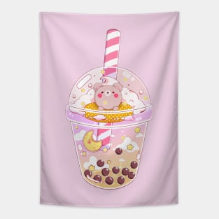 Kawaii Bubble Tea with Cute Bear Moon and Stars Tapestry