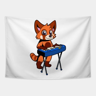 Cartoon red panda plays keyboard Tapestry