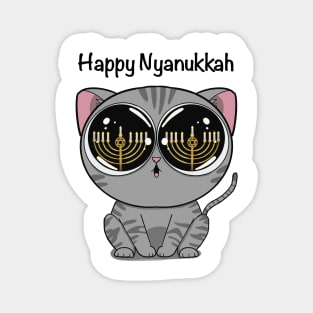 Happy Nyanukkah (black) Magnet
