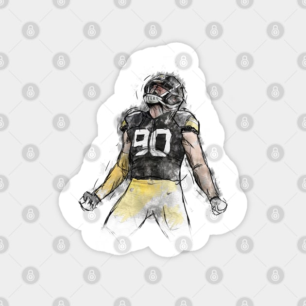 TJ Watt Sketch Art Magnet by pentaShop