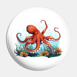 Orange Octopus Pin