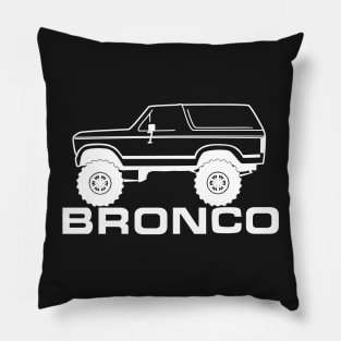 1980-1986 Ford Bronco Side, w/Tires, White Print Pillow