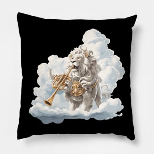 Lion With A Trumpet In the Clouds Pillow