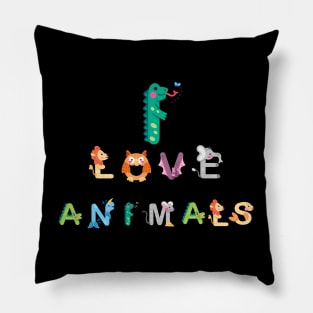 I Love Animals Pillow