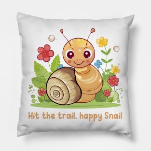 Hit the trail, happy Snail Pillow