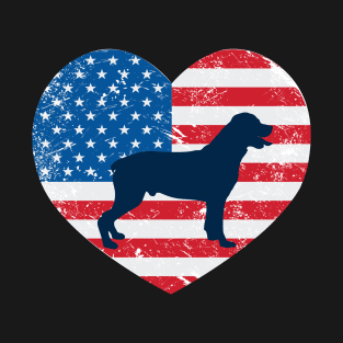 American Flag Heart Love Rottweiler Usa Patriotic 4Th Of July T-Shirt