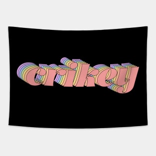 Meme: crikey (pastel rainbow repeated letters) Tapestry