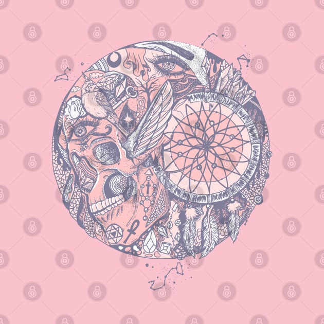 NPink Skull and Dreamcatcher Circle by kenallouis