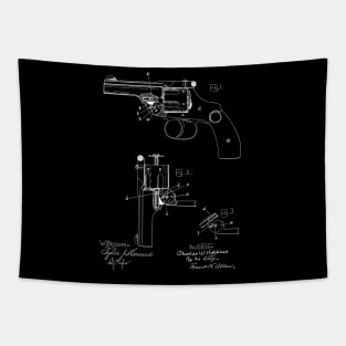 Revolving Fire Arm Vintage Patent Hand Drawing Tapestry