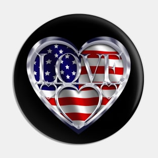 American flag heart Pin