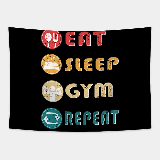 eat sleep gym repeat Tapestry by joyTrends