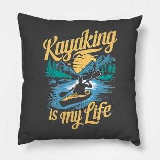 Kayaking is my life. Retro Pillow