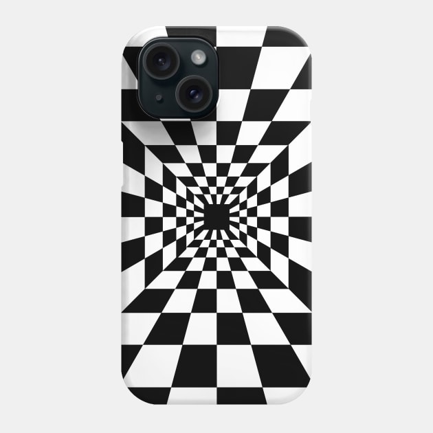 Psychedelic tunnel. Optical illusion. Black and white. Phone Case by Ideas Design