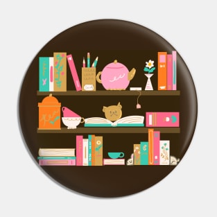 Tea and Books Pin