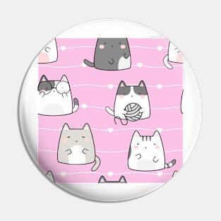 Kawaii Cute Cats Pattern Pink Pin