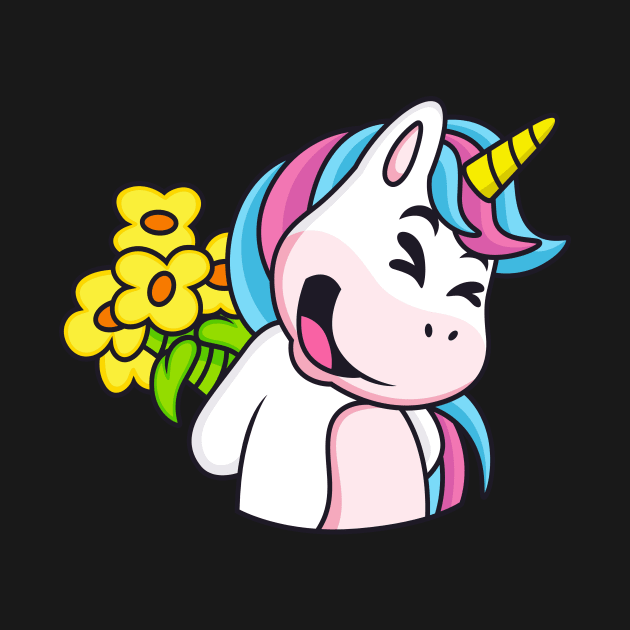 Cute Unicorn With Flowers Bouquet Unicorns Kids by Foxxy Merch