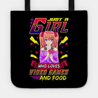 Funny Just A Girl Who Loves Video Games And Food Tote