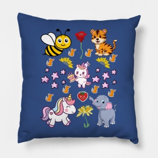 Kids animals and cartoon inspired design Pillow