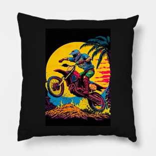 Dirt Bike With Orange moon Pillow