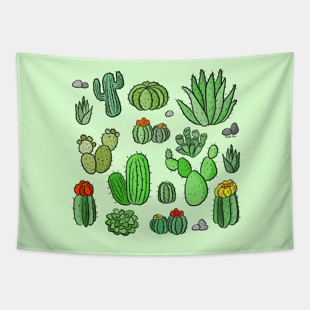 Cactus and succulent print Tapestry by doodletokki