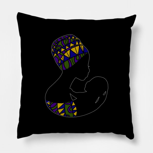 African Mom, Afro Woman with Baby, Black Pride, Mama Africa Pillow by dukito