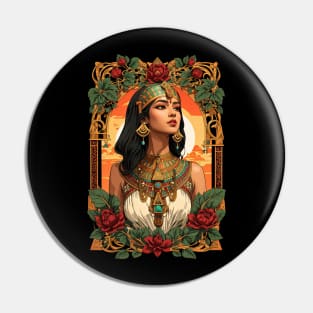 Cleopatra Queen of Egypt retro vintage floral design Pin
