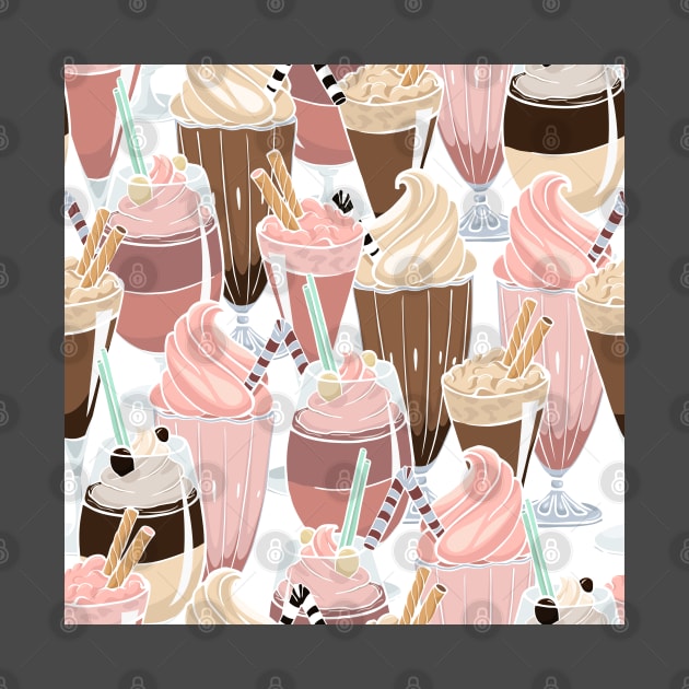 Milkshakes drawn vector seamless pattern by YuliiaLestes