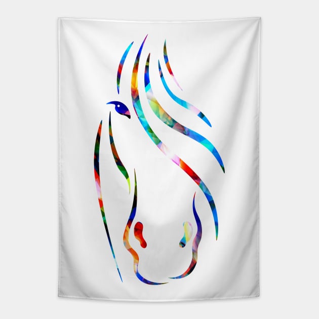 horse head - stylized and colorful Tapestry by Hispaniola-Fineart