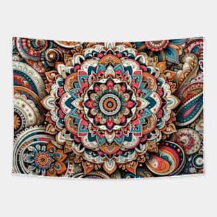 Vibrant Floral Blooming Mandala Tapestry