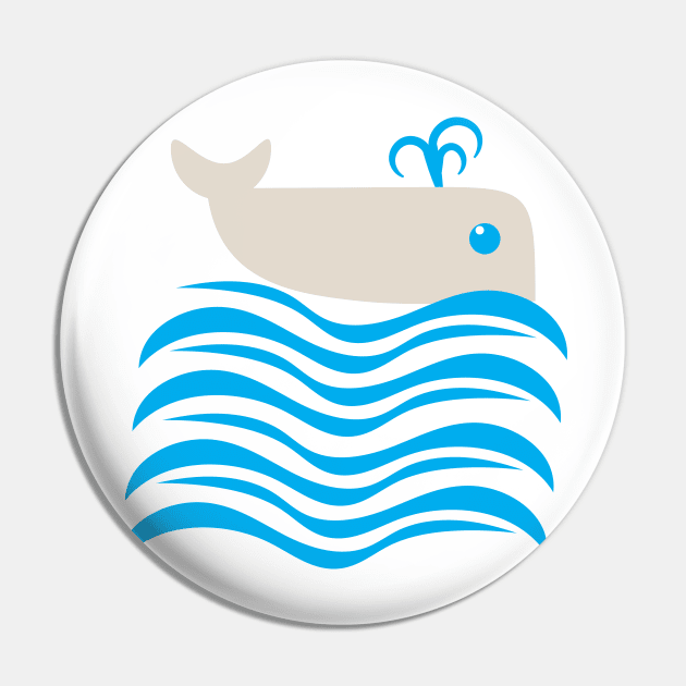 Whale Swimming Ocean Waves Cartoon Pin by oknoki