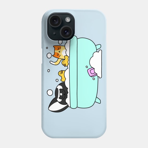 Skunk and Cat Bath Time Phone Case by saradaboru