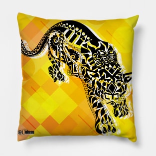 bright yellow floral tiger ecopop Pillow